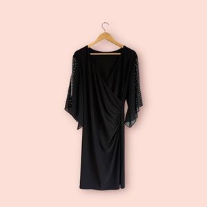 MSK Black Faux-Wrap Dress